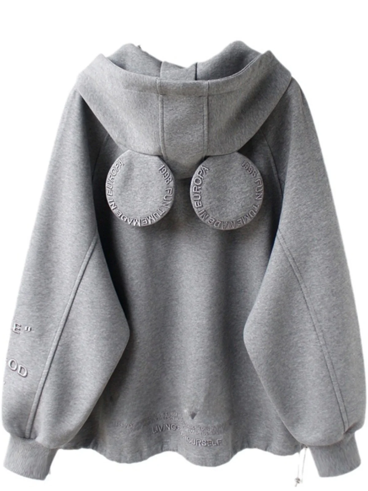 سترة صوفية فضفاضة بغطاء للرأس وسحاب للنساء في الشارع Sle طويلة مبطنة بمنفذ Fce قطعة واحدة غير رسمية