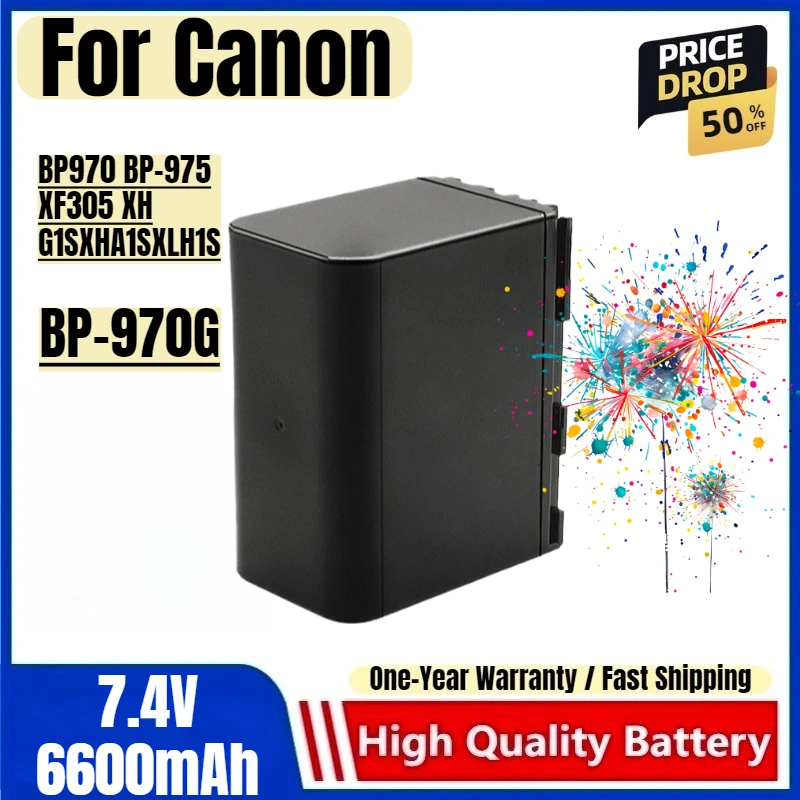 

BP-970G Battery 7.4V 6600mAh Rechargeable Batteries and Charger for Canon BP970 BP-975 XF305 XH G1SXHA1SXLH1S Camera Battery