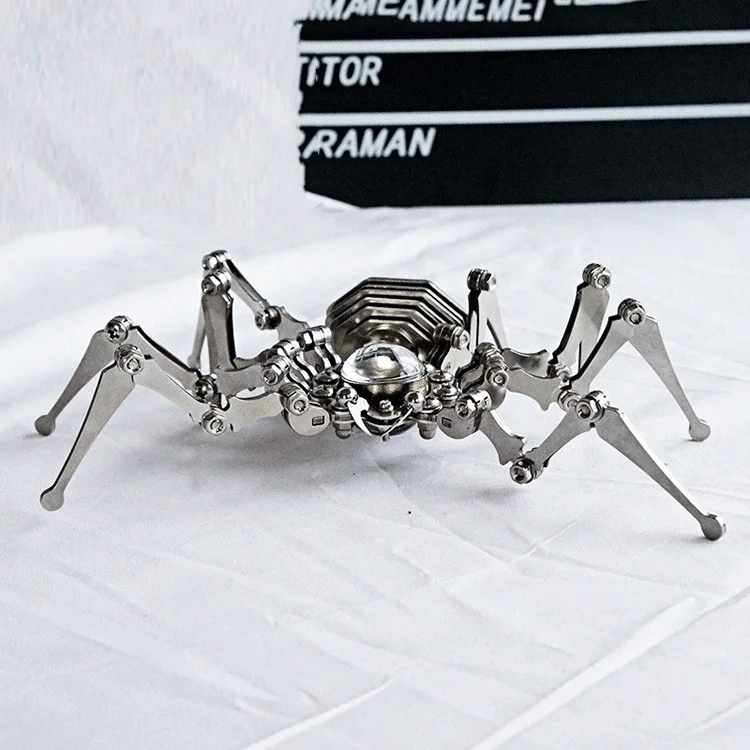 Steampunk Foldable Mechanical Spider Clock Decoration Stainless Steel Iron Insect Model Desktop Ornament Durable