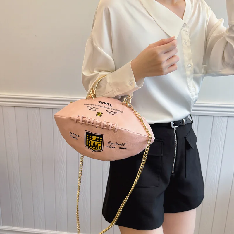 حقيبة الرجبي المخصصة للنساء 2025 حقيبة كتف عصرية جديدة حقيبة كروس مضحكة حقيبة يد مستديرة صغيرة #4