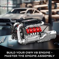 Mould King 10203 V8 Engine Model Kit-Working STEM Mechanical Engineering Set w/ Motor,Engine Replica for Adults & Kids (1169PCS）