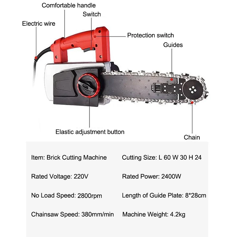 Brick Cutting Machine 5 Gear Variable Foam Brick Aerated Block Brick Breaking Machine Portable Light Brick Cutting Chain Saw