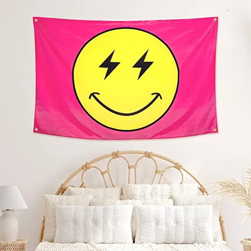 VIKAMA ins Wind Lightning Eye Smiling Face Tapestry American Trend Wall Hanging Bedroom Dormitory Tapestry Home Decoration