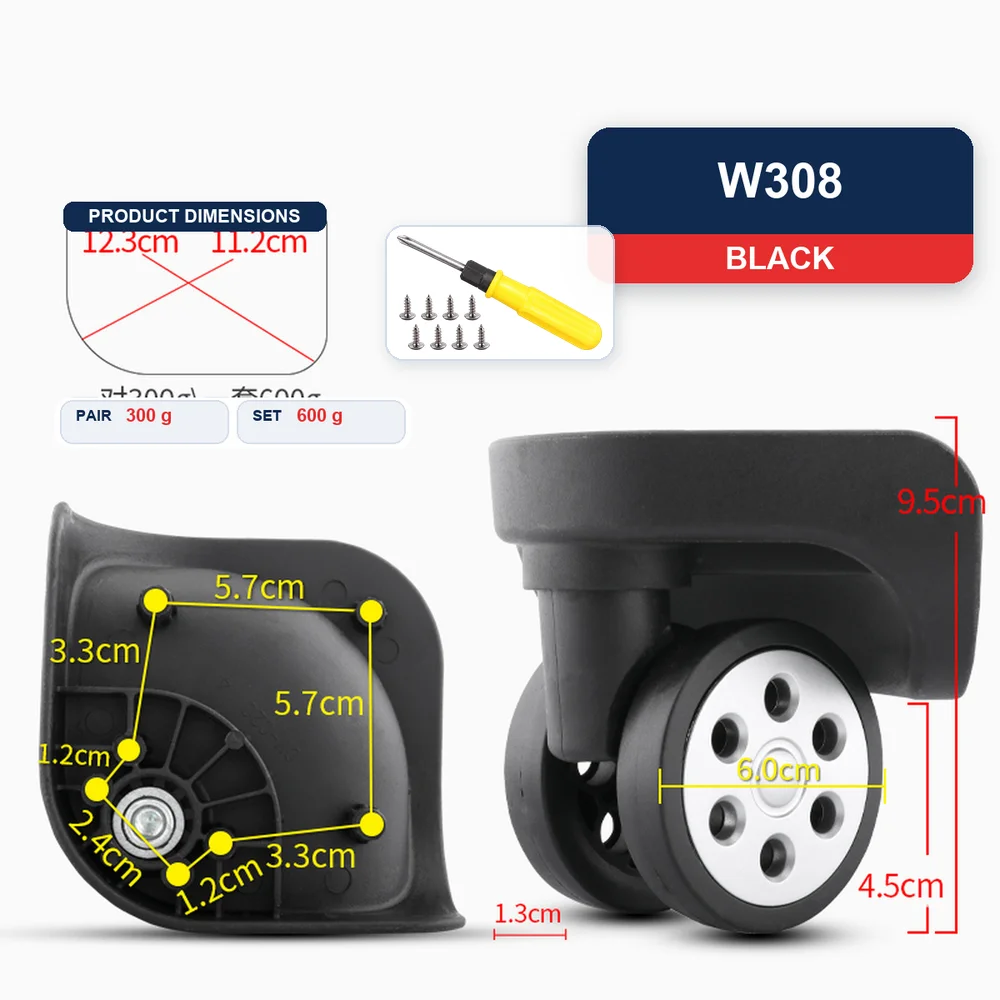 Small Black Replacement Luggage Wheel For Universal Suitcase 469 Silent Rolling Durable Caster Repair Part