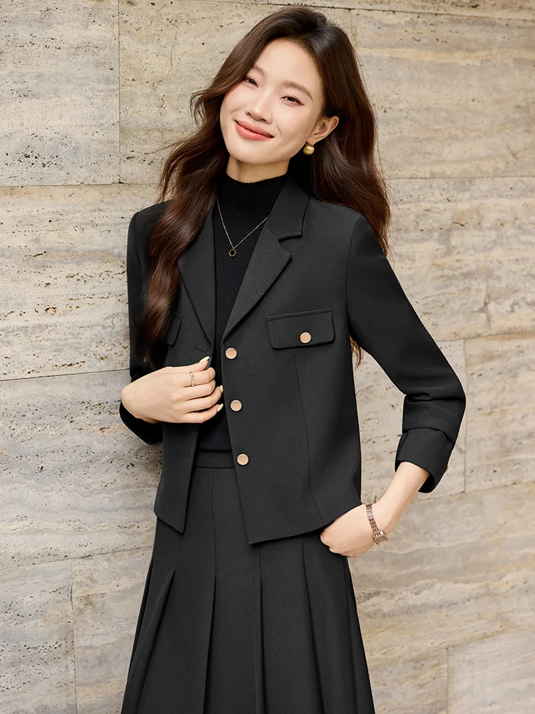 Gray Suit Set Women's Spring Autumn Professional Clothing Short Style Interview Outfit for College Students And Young Adults