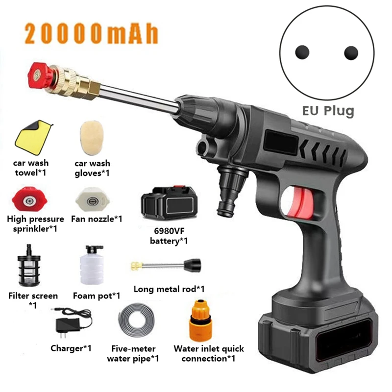 Rechargeable Washing Wireless High Pressure Washer Self Priming Sustain 300W Car Wash Water EU Plug