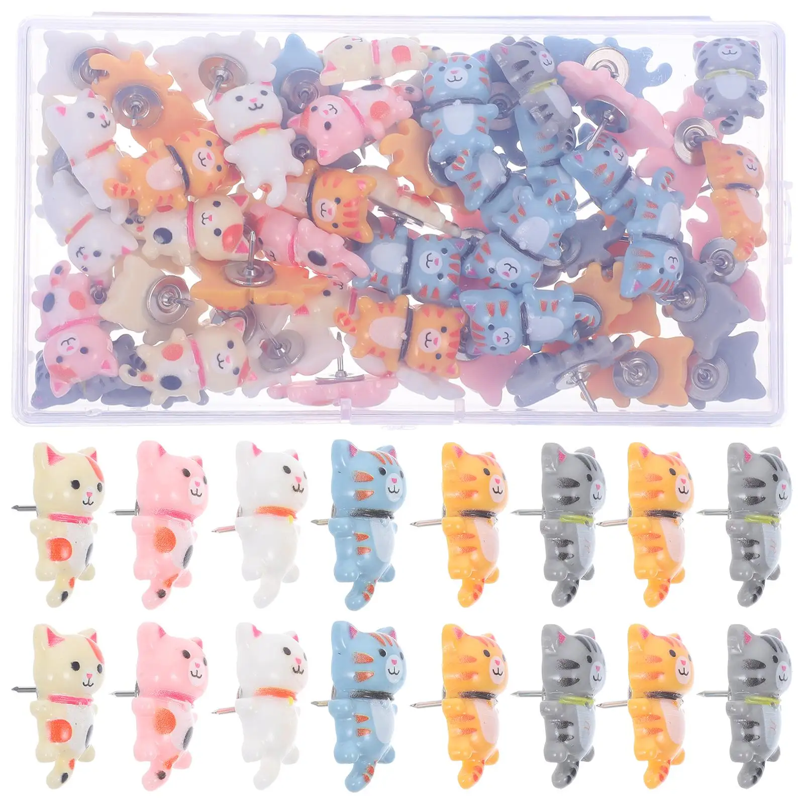 

60 Pcs Cat Push Pins Cute Decorative Thumb Tacks for Bulletin Board Cork Board Accessories Wall Hangings Office Use