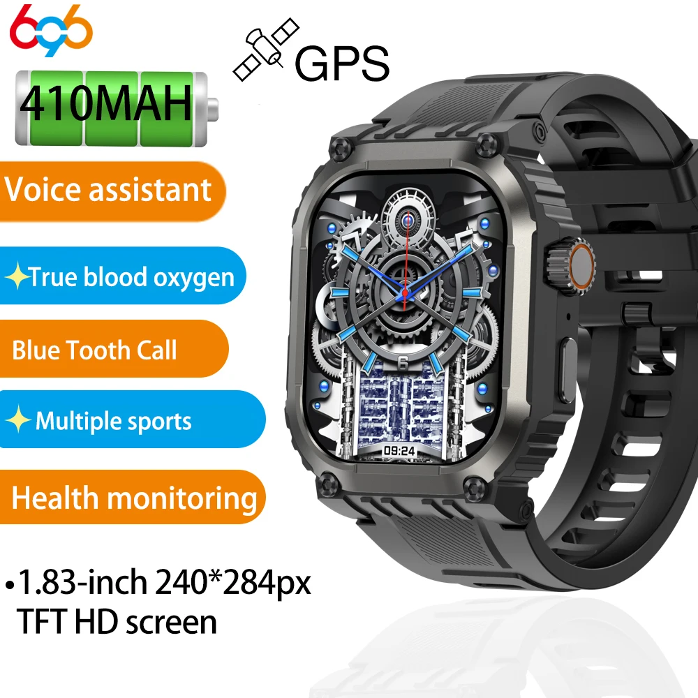 

2024 New GPS Men Smart Watch Outdoor Sports Fitness Blue Tooth Call Heart Rate Blood Oxygen Health Waterproof Music Smartwatch