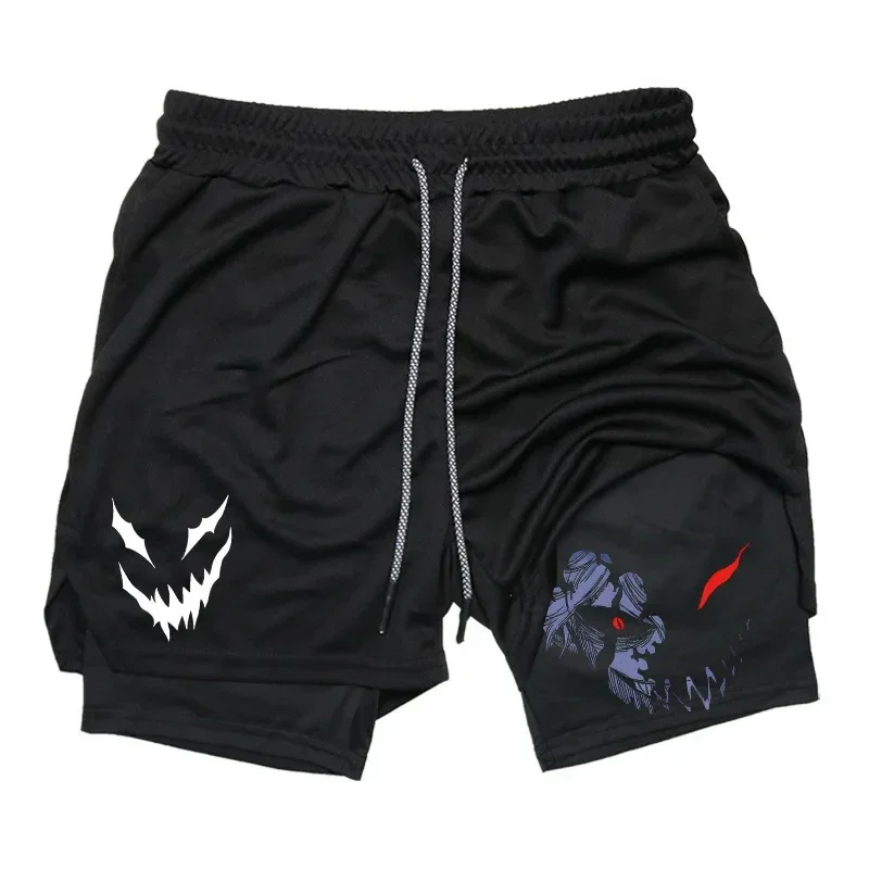 Summer New Black Five-leaf Clover Printed Men's and Women's Shorts Double-layer Loose Sports and Casual Pants for Beach Fitness - Image 5