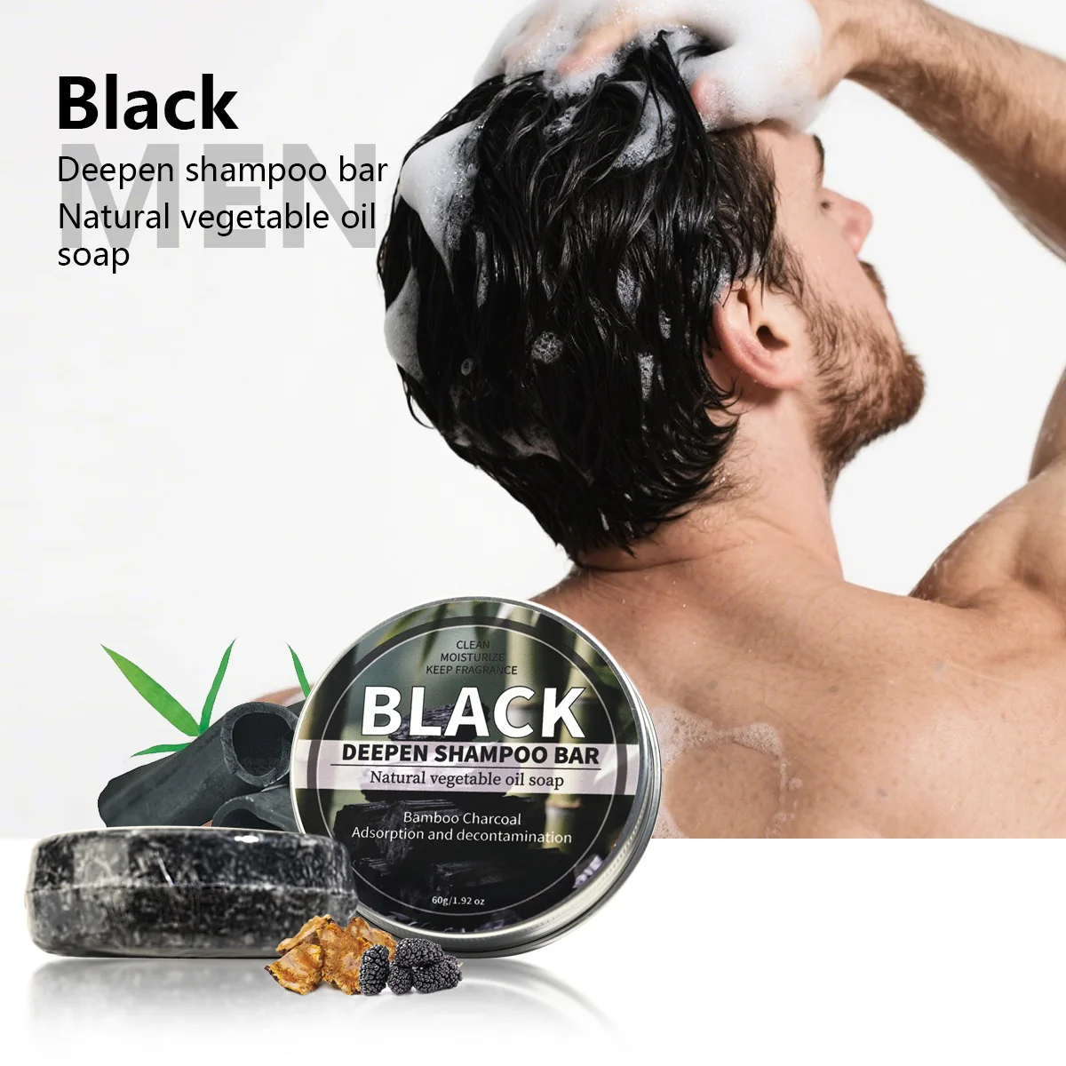 

Black Hair Care Soap Bar, Black Bamboo Charcoal Dark Hair Care Soap, Deep Cleaning Handmade Soap, Solid Shampoo