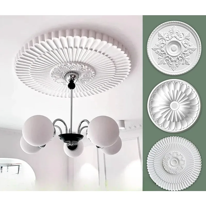 Line ceiling plaster line round plate decoration European-style living room pendant light base circular plaster shape