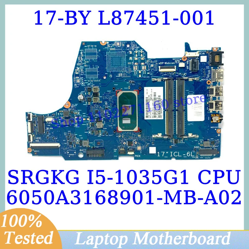 

L87451-001 L87451-501 L87451-601 For HP 17-BY With SRGKG I5-1035G1 CPU 6050A3168901-MB-A02(A2) Laptop Motherboard 100% Tested OK