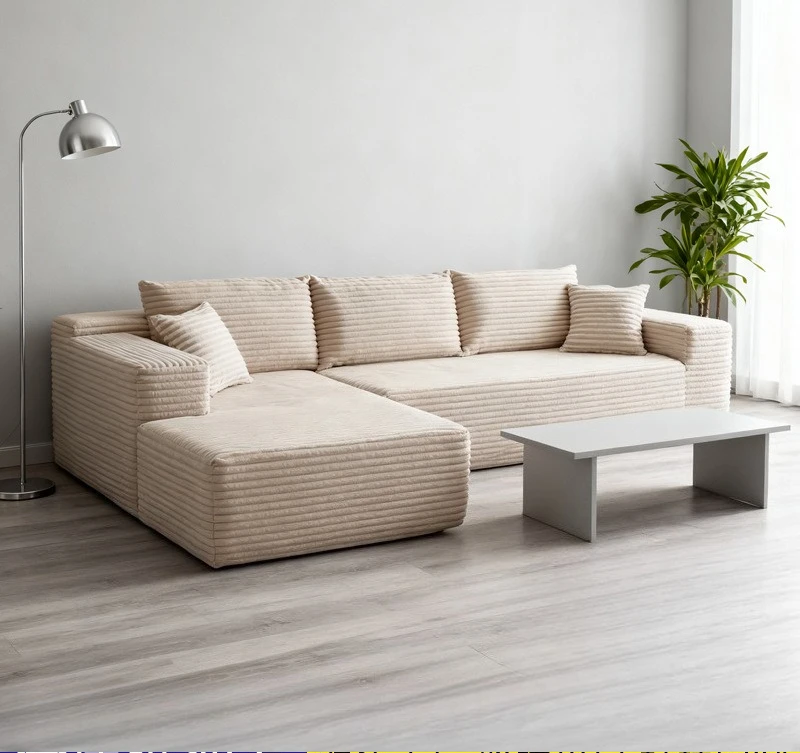 L-shaped Sponge Sofa Living Room Combination Fabric Three-person Sofa Large Lounge Canapés Compressé Furniture for Apartments