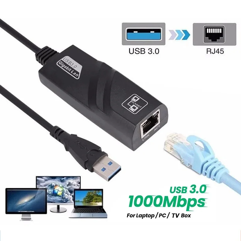 USB 2.0 To RJ45 Network Cable Adapter 10/100/1000Mbps Wired Network Card External Drive Free Network Card For Computer Notebooks