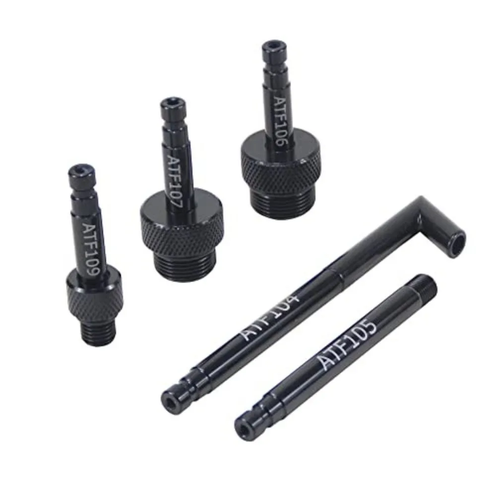 5PCS Black ATF Adaptor Set Straight / Angled Knurled Grip ATF Filler Adapter Aluminum Alloy Automatic Transmission Fluid Adapter