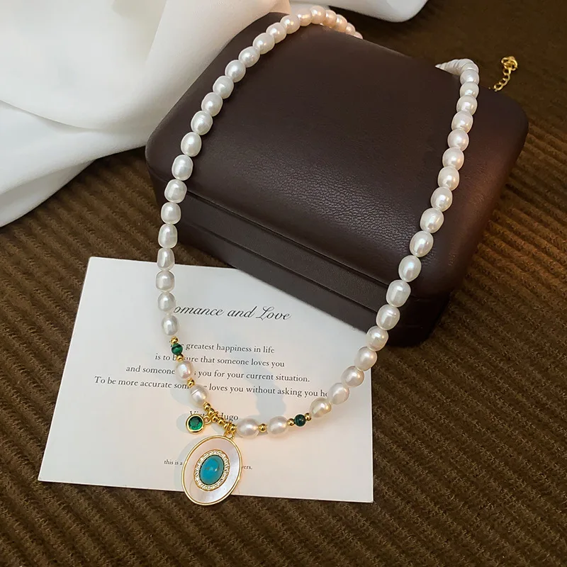 100% Natural Freshwater Pearl Turquoise Pendant 14K Gold Filled Female Necklace Jewelry Women Birthday Gifts No Fade 2027 New