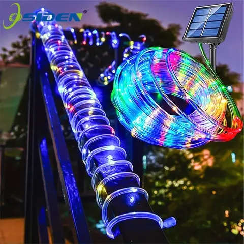 Solar 200 LED Rope Light Waterproof Outdoor Solar Powered Fairy Lights 8 Mode Christmas for Garden Yard Holiday Tree Decor Light