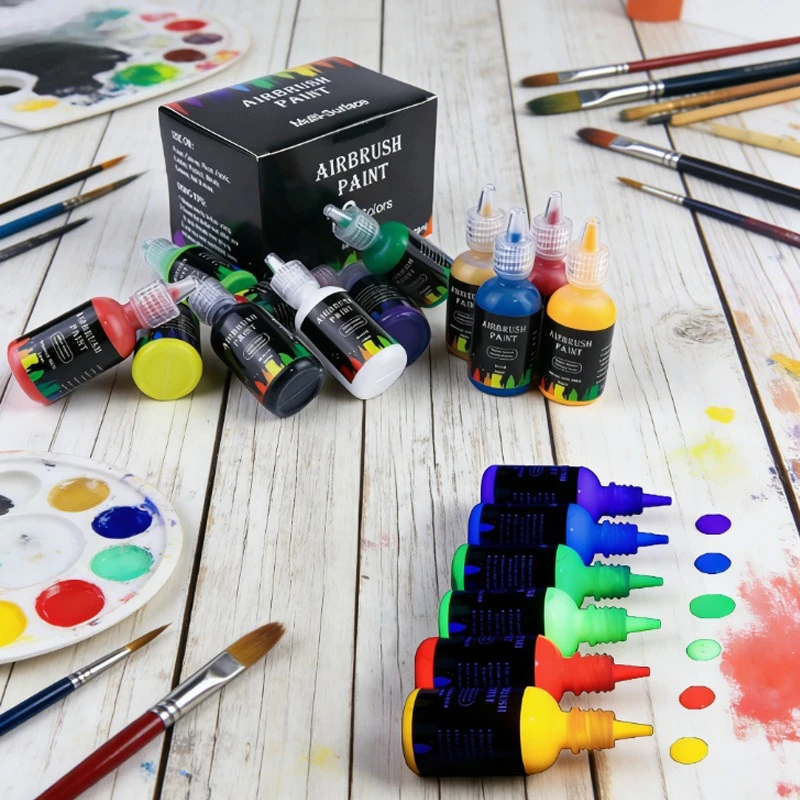 6/12 Colors 29ml Acrylic Liquid Paint Waterproof Sunscreen Long-lasting Color for Fluid Painting Airbrush Painting Illustration