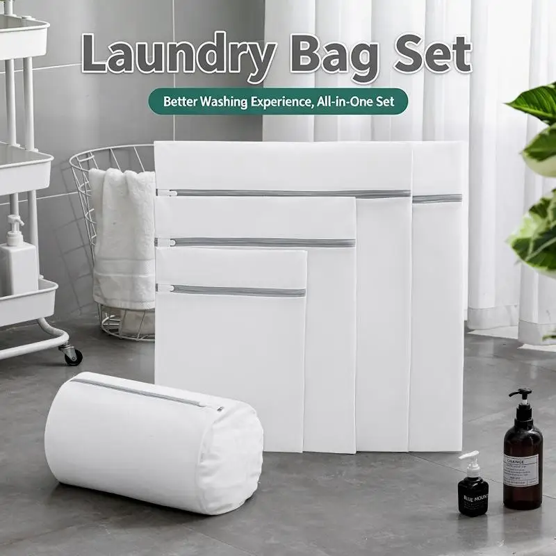 Breathable Reusable Mesh Laundry Wash Bag Non-Rust Zipper No Fading for Baby Kids Clothes Protection Household Laundry Use