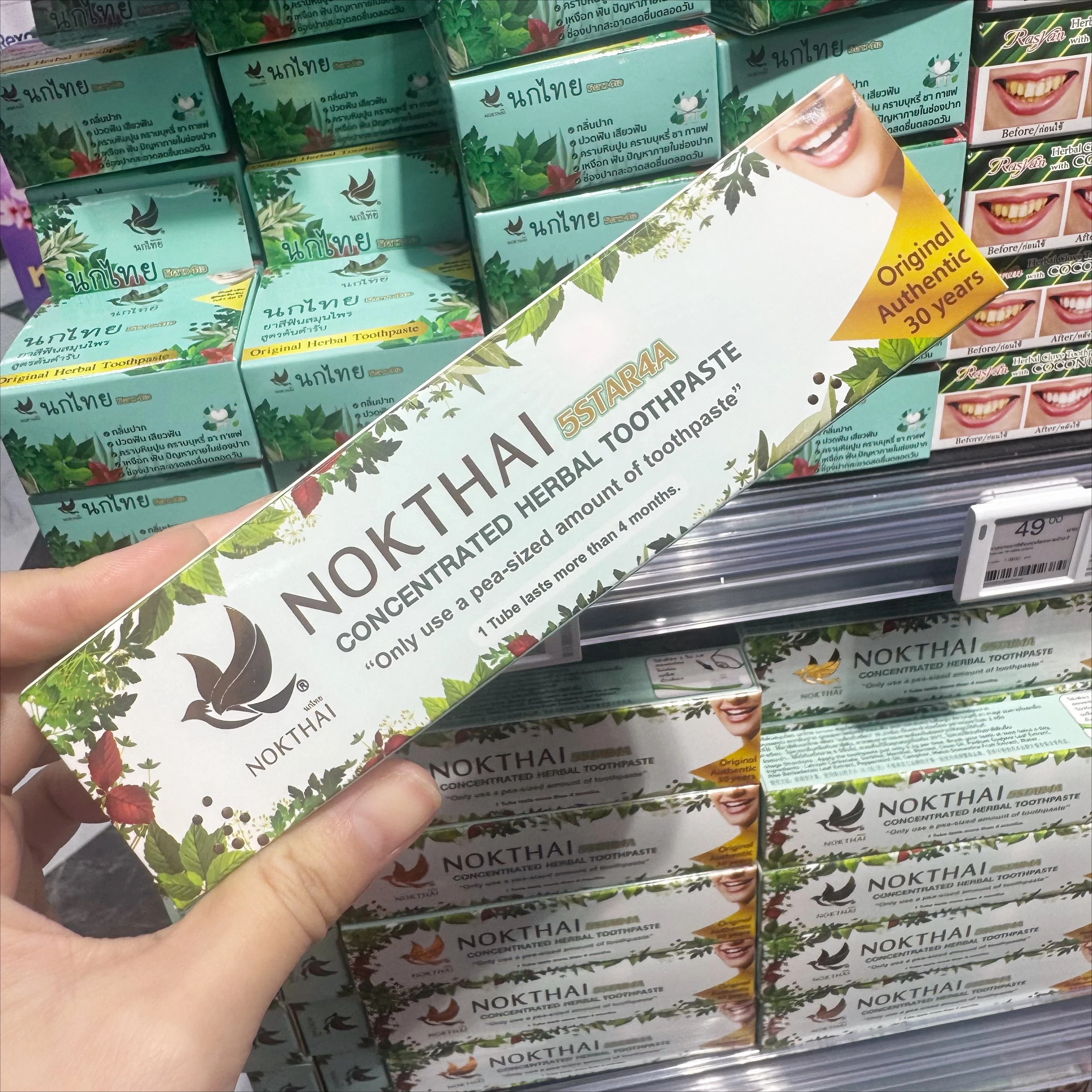 Thai NOKTHAI Herbal Toothpaste & Powder, Concentrated Formula for Fresh Breath & Complete Oral Care