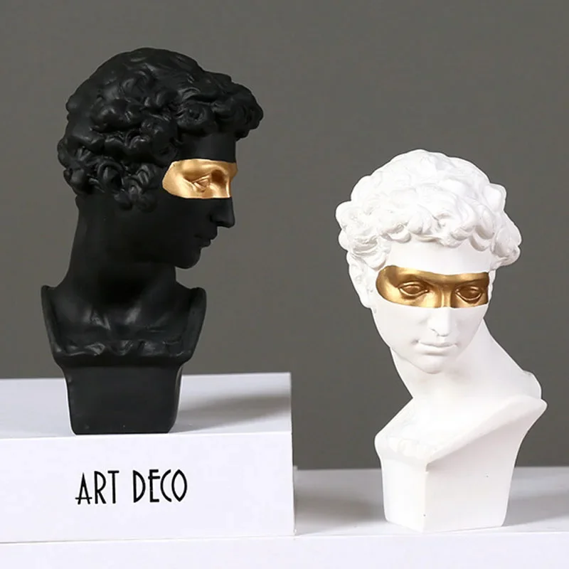 Resin David Art Head Statue Creative Blindfold European-style Avatar Ornaments Art Sketch Supplies Desktop Ornaments