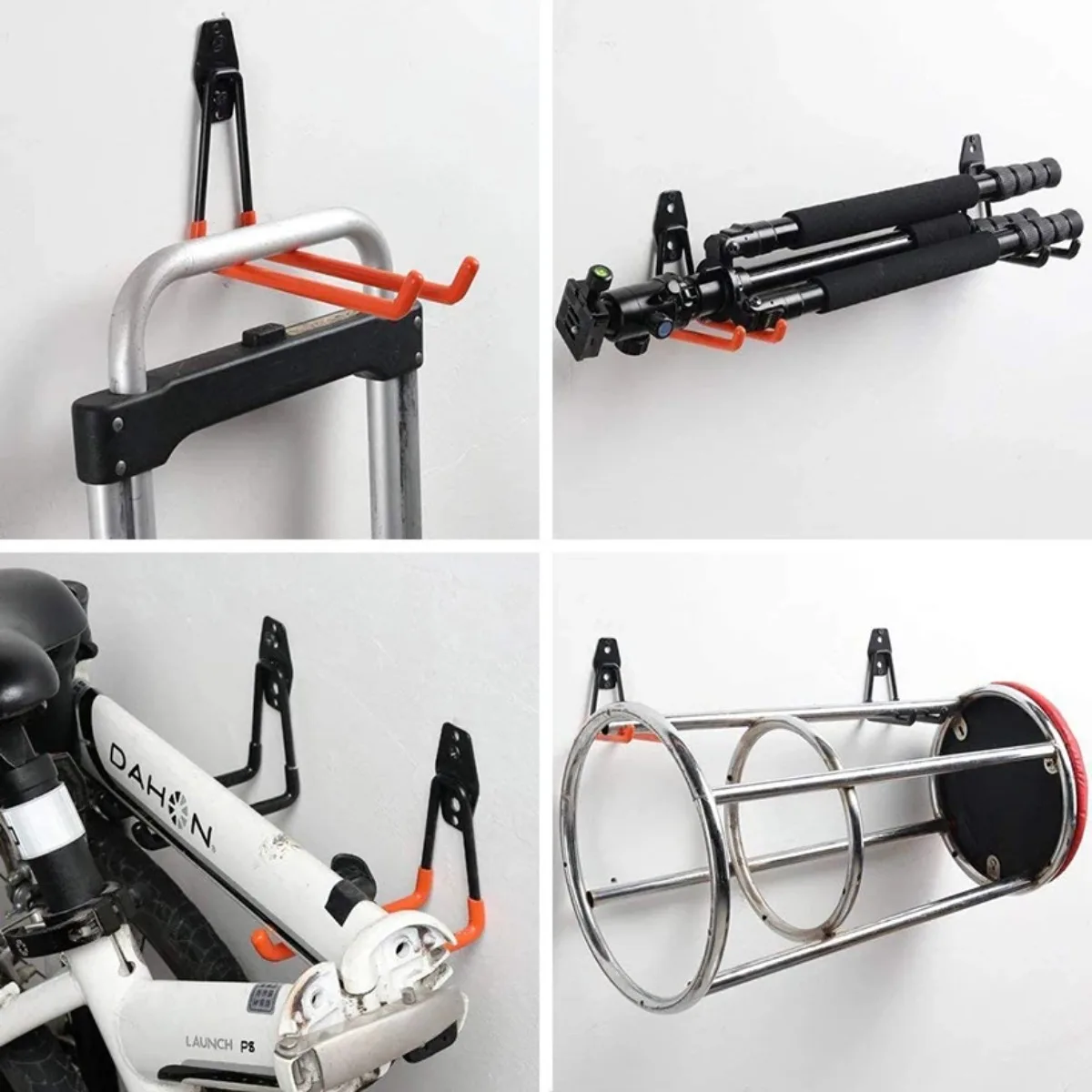 Heavy Duty Wall Storage Metal Garage Hook Hole Drilling Wrought Iron Load Bearing Bicycle Wall Hook for Ladders Garden Tool