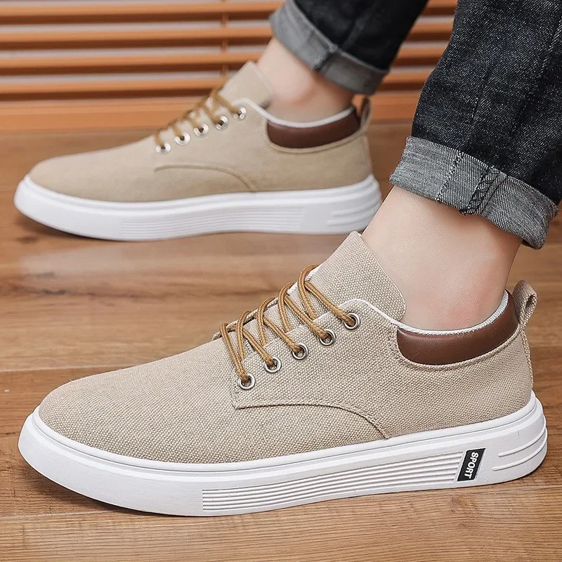 Men's Canvas Shoes Autumn Breathable Walking Casual Shoes for Men Lightweight Platform Sneakers Adolescent Fashion Board Shoes