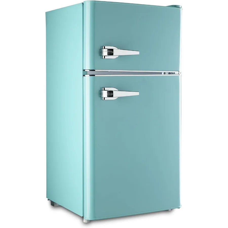 

Compact 3.5Cu.Ft Classic Retro 2Door Mini Fridge with Adjustable Remove Glass Shelves Perfect for Dorm Garage and Office Use