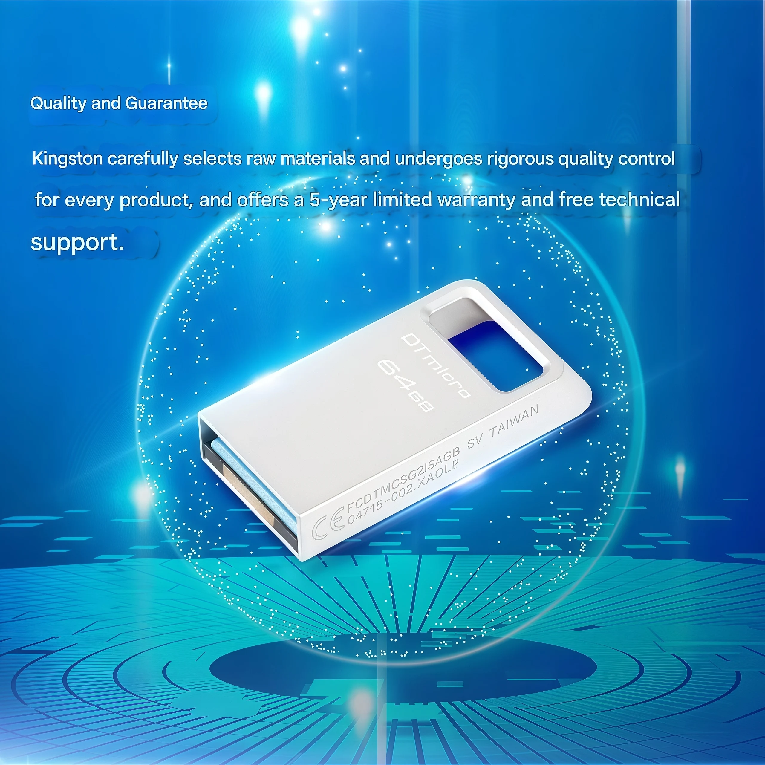 محرك فلاش Kingston USB 3.2 Gen1 DTMC3G2 محرك فلاش سيارة صغير معدني فضي، سعة عالية، سرعة القراءة ​ ​ 200 برميل/ثانية