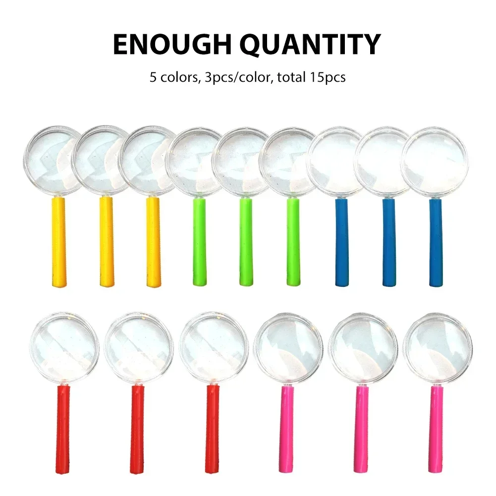 15pcs Optical Detective Toy For Children Clear Experiment Magnifying Glass Home