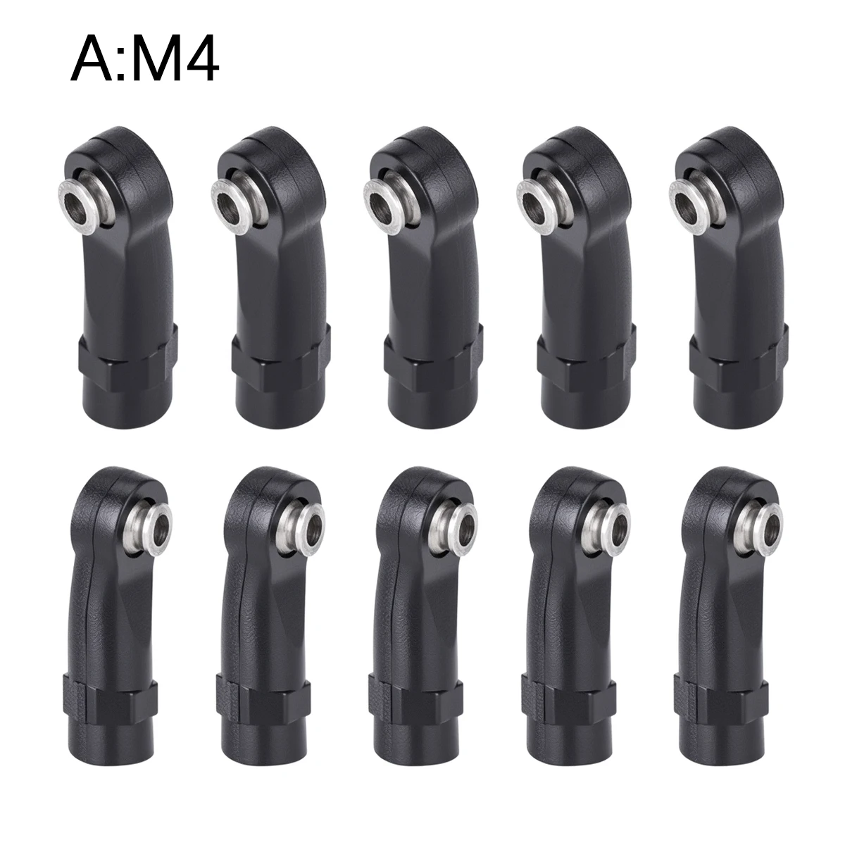 10Pcs M3 M4 Rod Ends Plastic Straight and Angled with 7mm Pivot Ball for 1/10 RC Crawler Car SCX10 TRX4 D90 TF2 CC01 Part