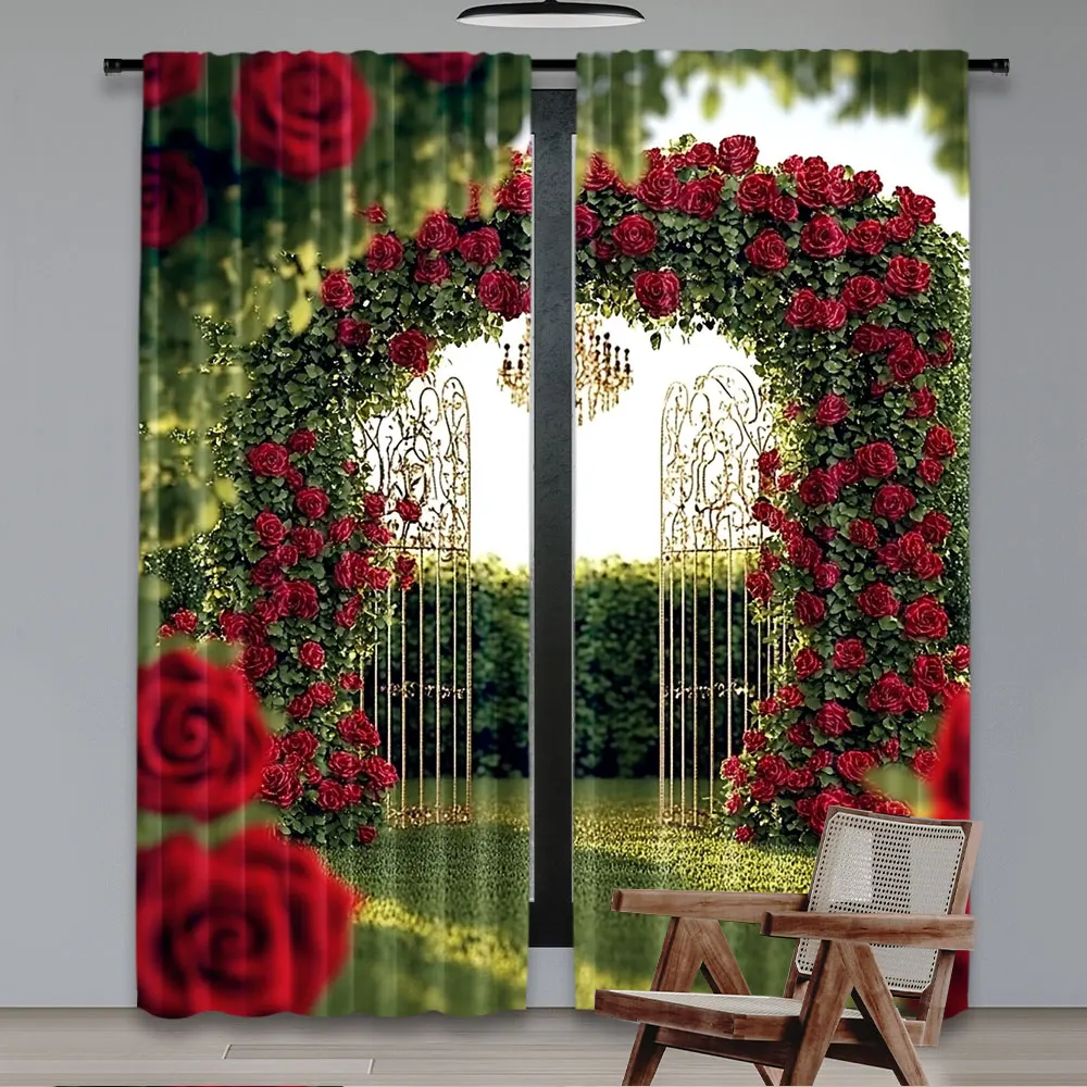 2Pcs Spring Garden Curtain Valentine'S Day Flower Wedding Bridal Party Decorations Spring Garden Many Other Occasions