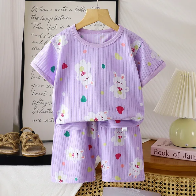 2PCS Children Clothing Set Child T-shirt Suit Summer Cotton New Girls Shorts Clothes Baby Boys Short Sleeve Kid Clothes 4