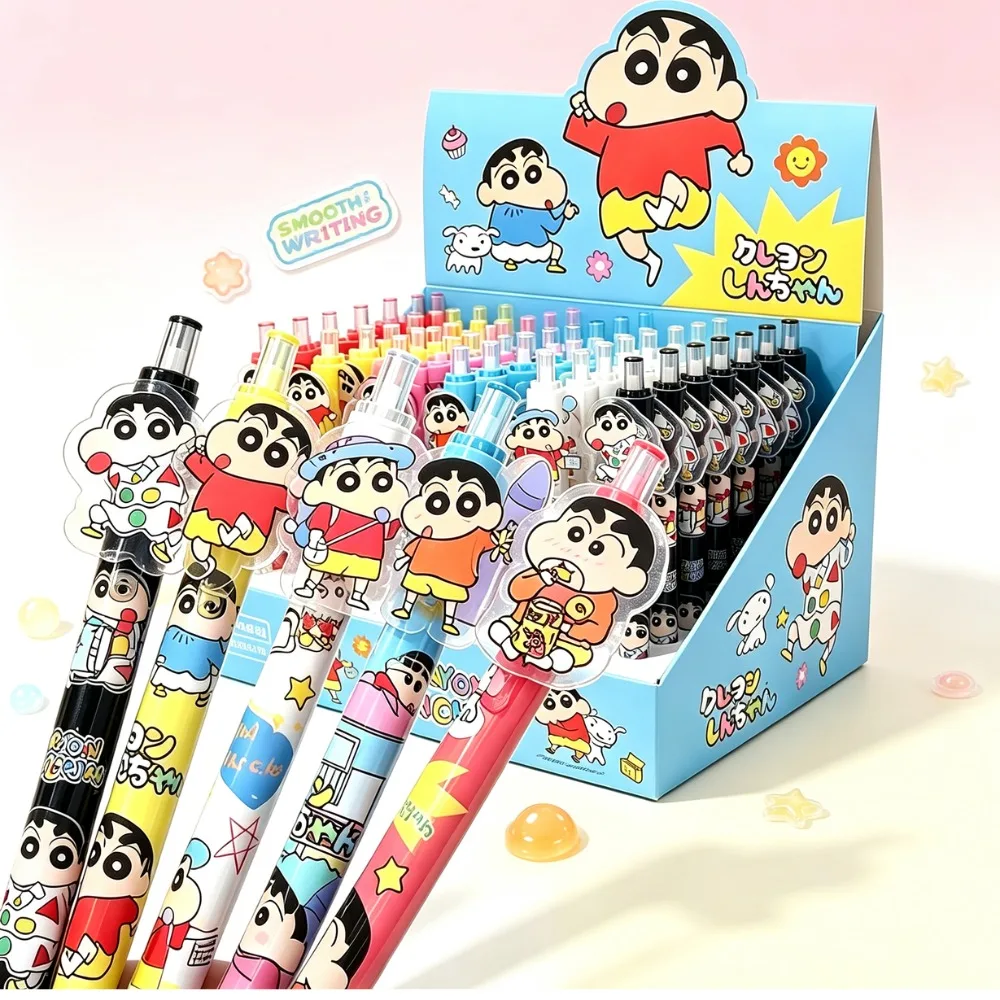 @1/6/18/48pcs Crayon Shin chan Cartoon Merchandise Cultural Creativity Decal Pen High-Quality Ins Student Click-Up Ballpoint Pen