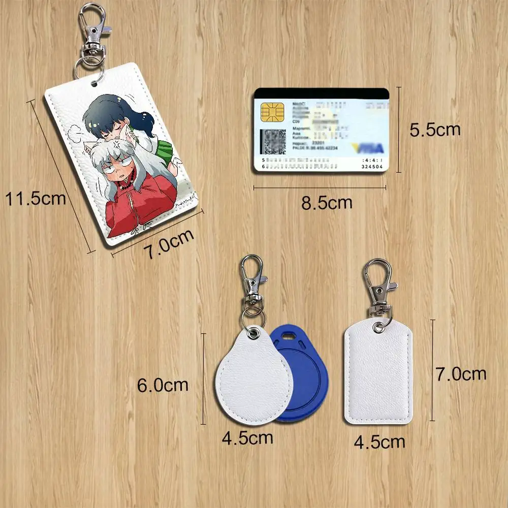 Cute style Sesshoumaru Inuyasha Leather Keychain Badge Holder with Lanyard - ID/Access Card Holder, Key Ring Accessory