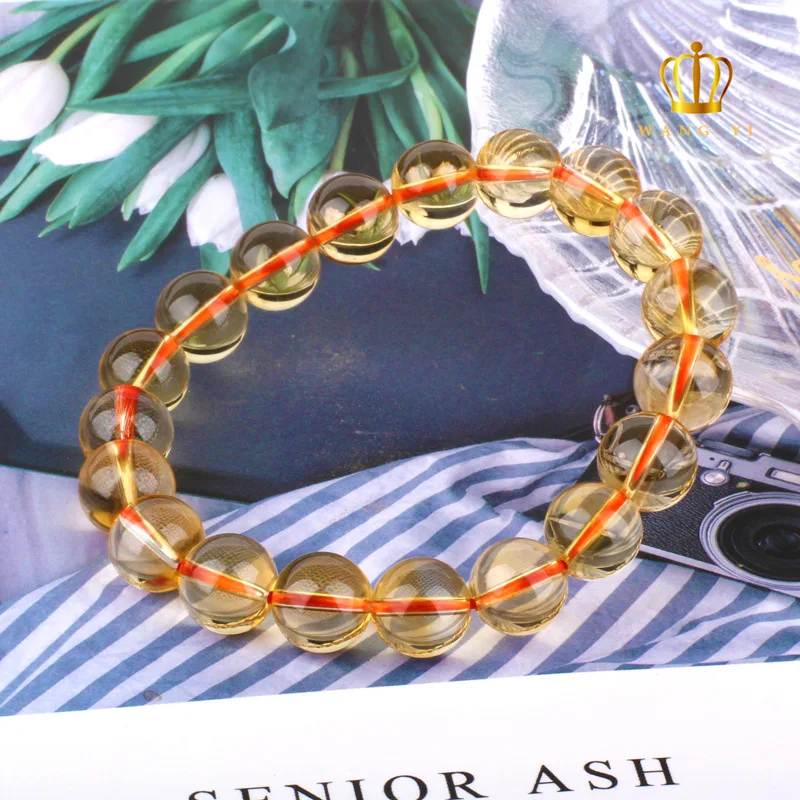 Natural Bracelet 7a Dark Yellow Citrine Single Circle Men and Women Fashion Crystal Ornament Factory Direct Sales