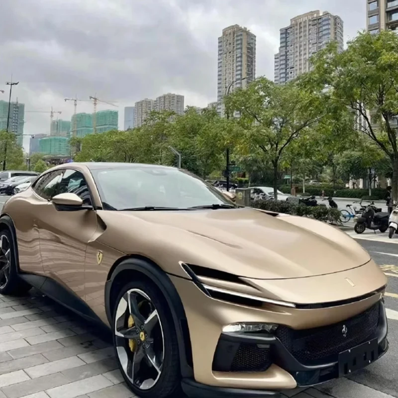 Satin Chrome Metallic Champagne Gold Vinyl Wrap Sheet Film Air Release DIY Self Adhesive Decal Sticker Motorcycle Car Wrapping