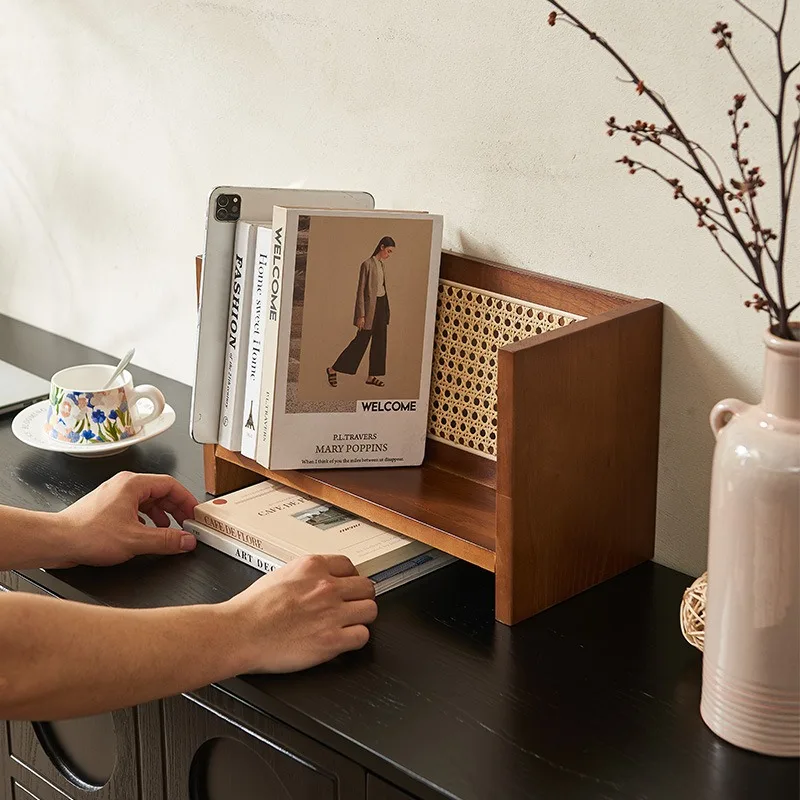 Nordic creative wabi-sabi style mini bookshelf, home floor-standing magazine rack