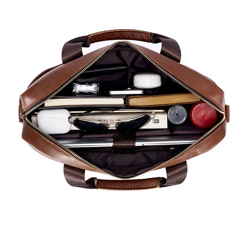 Valigetta per laptop Bussiness in pelle di mucca Valigetta portatile grande in vera pelle Borsa a tracolla o a tracolla da uomo multifunzionale