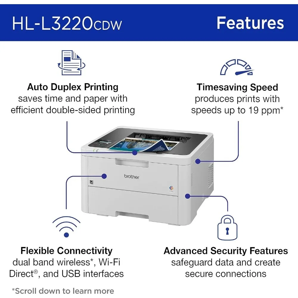 Impresora digital a color compacta inalámbrica con salida de calidad láser, impresión de dispositivos móviles y dúplex