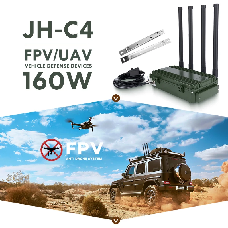 Veículo Montado Sistema Contador para Uso Do Carro, GaN Dispositivo De Defesa, FPVC Drone, Freqüência Personalizada, 720-1050MHz, 150W, 3 Canais