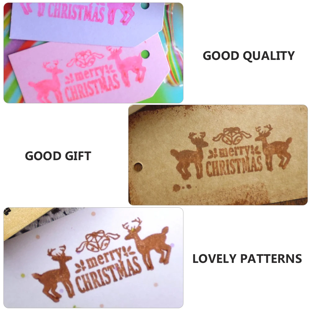 

2 Pcs Toy Set Christmas Deer Seal Child Arts and Crafts for Kids Party Wood Stamp Block DIY Stamper