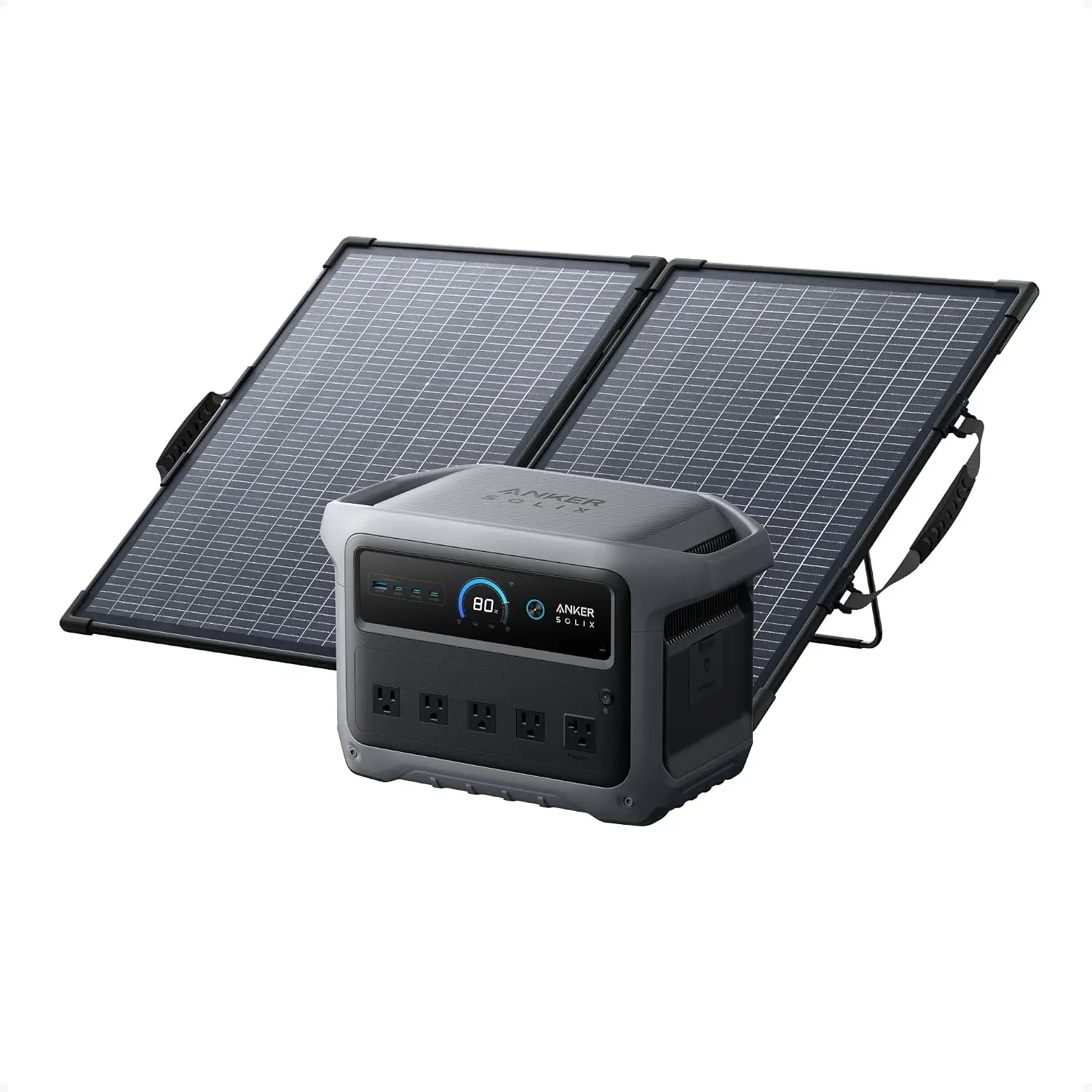 SOLIX C1000 Gen 2 Portable Power Station with 100W Bifacial Solar Panel, 2,000W (Peak 3,000W) Solar Generator, Full, Customized
