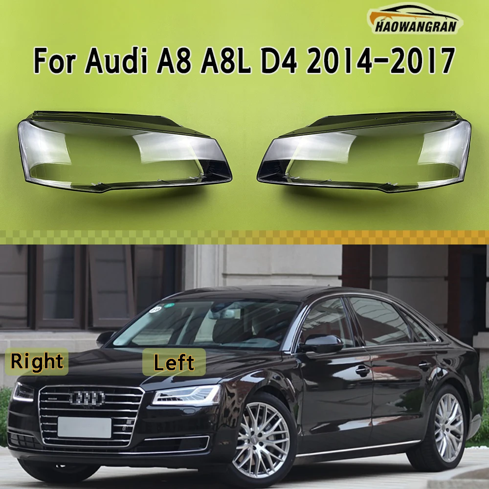 

For Audi A8 A8L D4 2014 2015 2016 2017 Car Front Headlight Cover Transparent Lampshade Plexiglass Replace Original Lens Shell