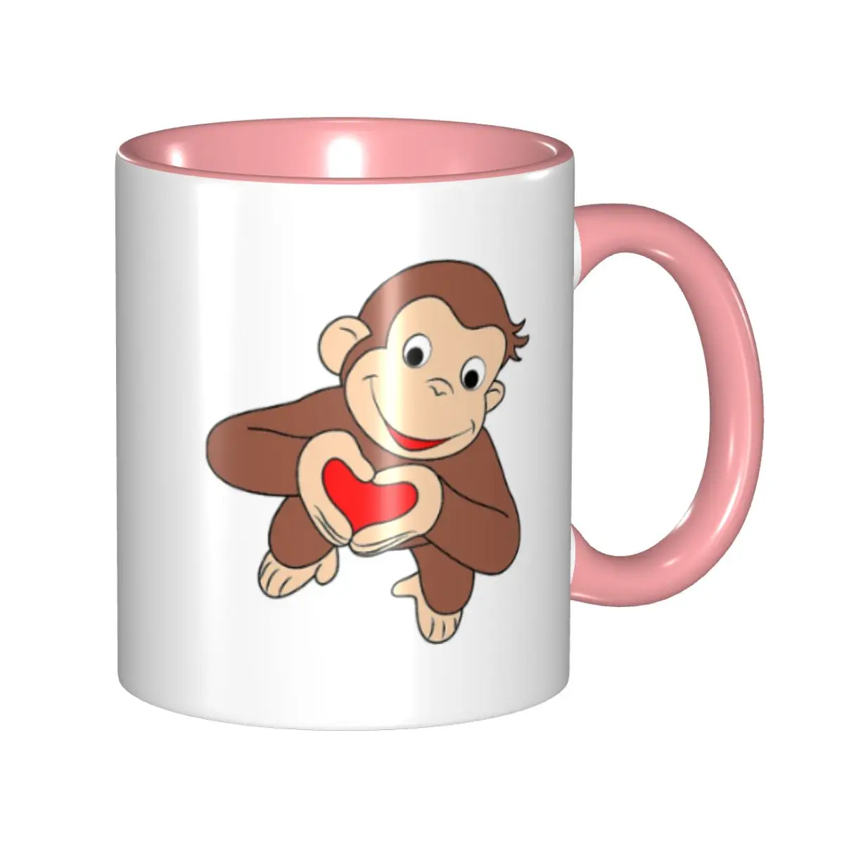 Curious George Is All Heart Mug Funny Ceramic Coffee Cups Tea Mugs Milk Cup Drinkware Gifts for Woman Man DIY Custom