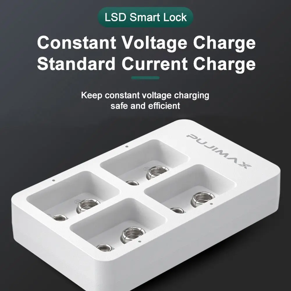 Adaptateur de station de charge rapide à 2 emplacements, chargeur de batterie Intelligent pour Batteries rechargeables au Lithium 9V 6F22 Ni-MH/ni-cd/Li-ion