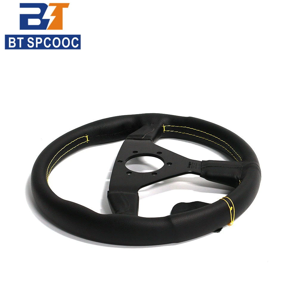 V2 13inch 320mm Real Leather Racing Steering Wheel JDM Car Sport Drift Steering Wheel Modified  Yellow
