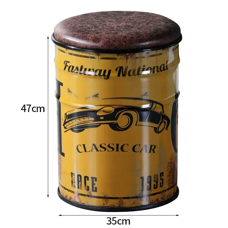 

Vintage Bar Cartoon Iron Storage Stool Living Room Paint Dining Chair Household Stackable Anti Slip Small Round Bench