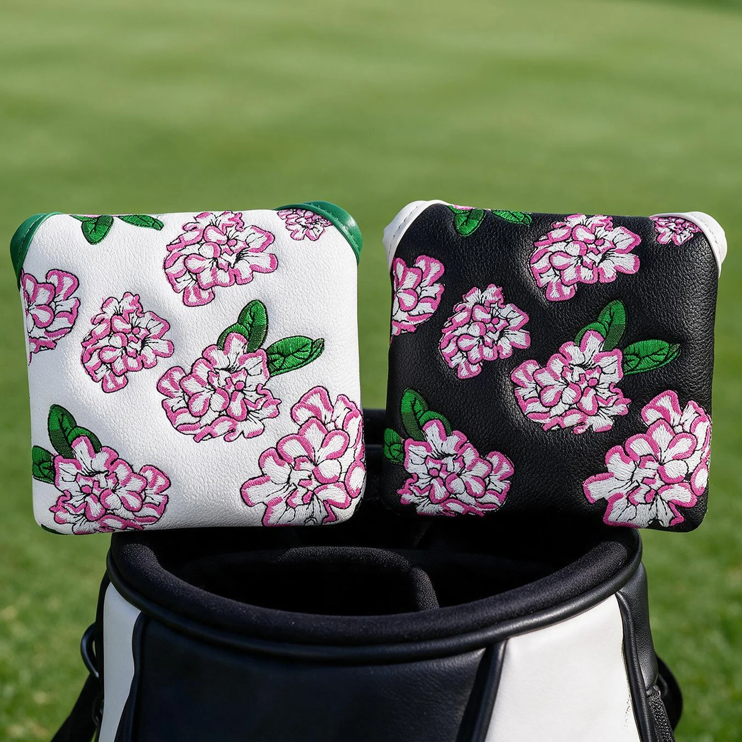 1PC Golf Square Putter Headcover, Delicate Flower Decoration, Compact Square Outline, Reduce Wear of Golf Putter Head,Ideal Gift