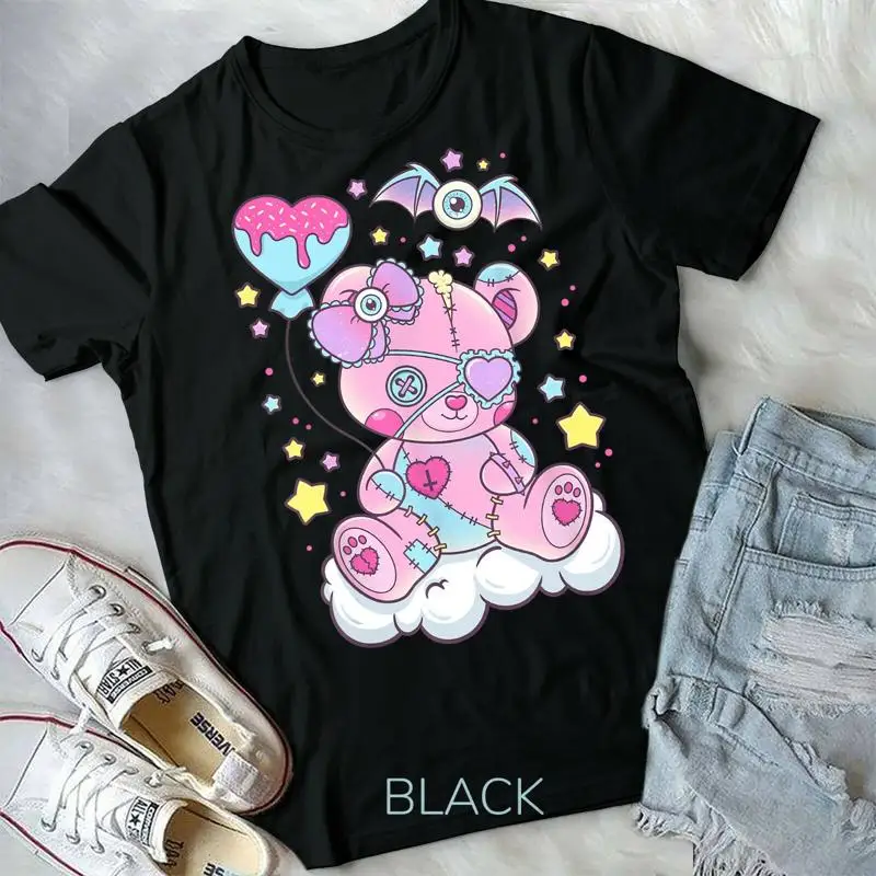Kawaii Pastel Goth Cute Creepy Teddy Bear Unisex Form T Shirt